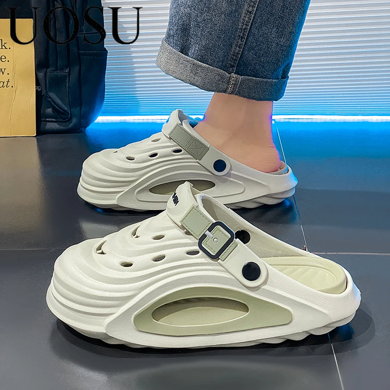 洞洞鞋男款外穿2025新款开车防滑海边沙滩凉鞋包头凉拖鞋男士夏季