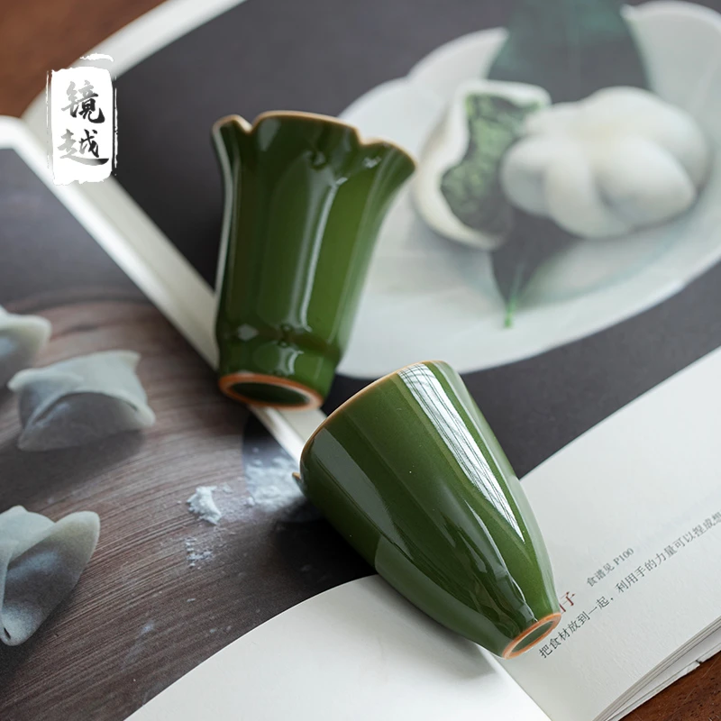 祖母绿闻香杯茶杯陶瓷家用女士品茗单杯功夫茶具喝茶聚香小杯