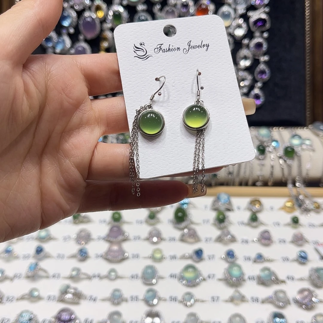 银S925镶嵌蛇纹石玉戒指