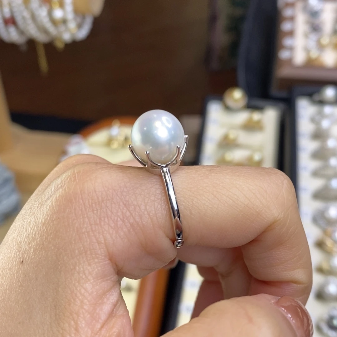 淡水珍珠银S925镶嵌戒指特价微瑕