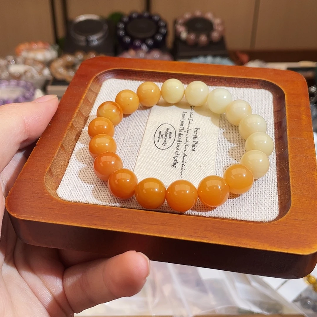 未镶嵌水晶手链渐变缅黄玉11