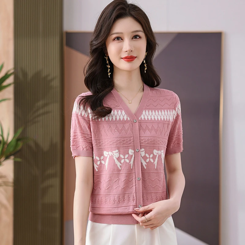 新品2025夏季女装新款显瘦高端洋气薄款天丝短袖时尚高级感通勤风