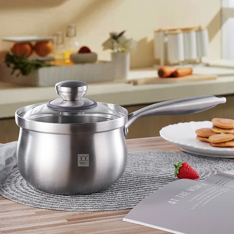 BOLIREN/铂力人奶锅18-10L不锈钢锅家用防溢锅带蒸笼直径厨房适用