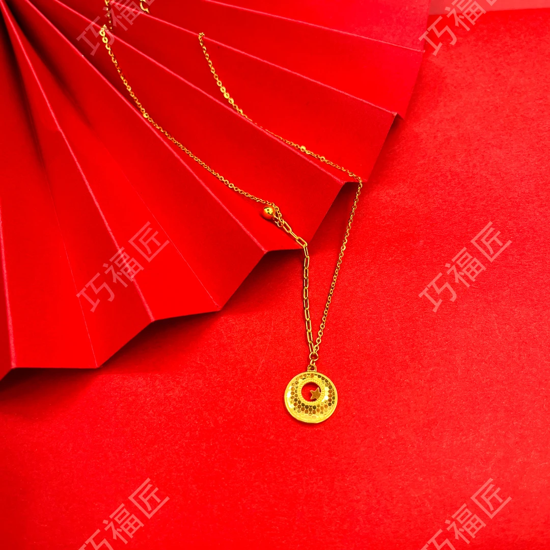 坠链均足银 幸运星项链 金包了银气质轻奢时尚百搭坠链