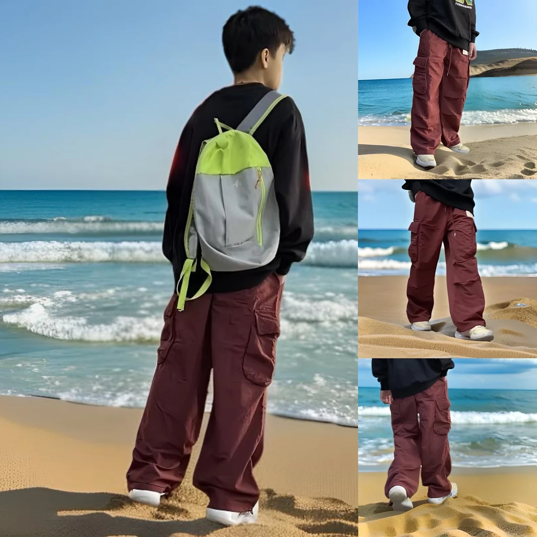 学生少年工装裤 时尚潮流休闲运动宽松透气轻便抽绳耐磨户外运动