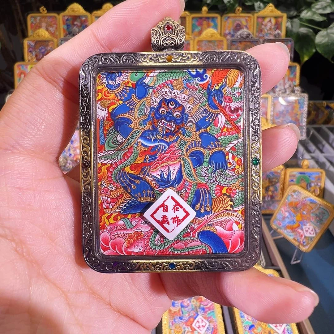 吊坠大黑天热贡纯手绘唐卡