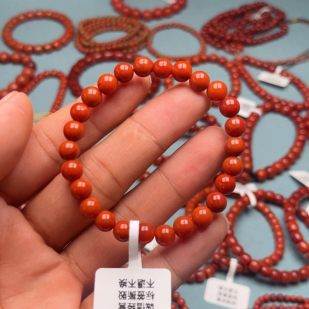 ****辰手链未镶嵌南红玛瑙＇柿子红卡7十