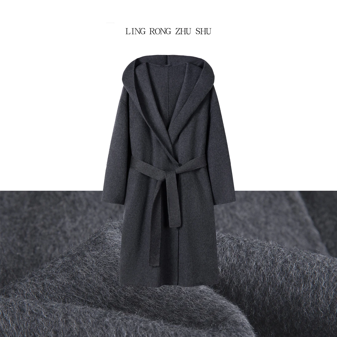 连帽不起球长款女宽松型毛呢外套毛呢加厚冬季秋冬呢子百搭高端