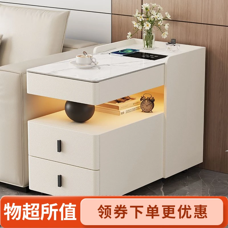 林氐【推荐】轻奢实木边柜沙发边柜简约现代可移动小茶几客厅边几带
