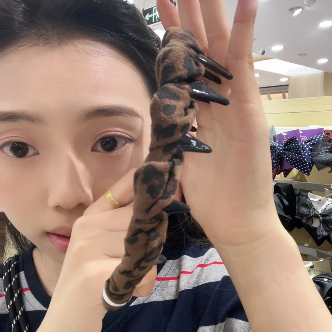 非金属皮质豹纹带齿发箍
