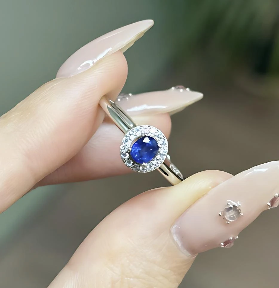 蓝宝石【小甜豆】戒指s925银多样性发一件