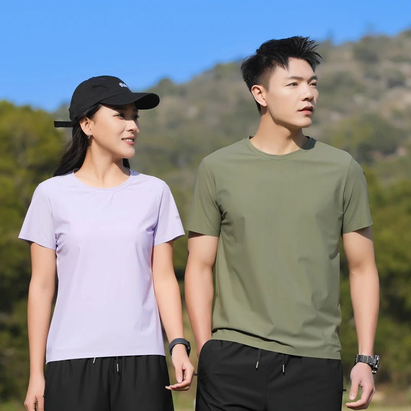 [冰感丝滑/高克重】男士女士T恤短袖情侣夏装冰丝运动T中年中老年