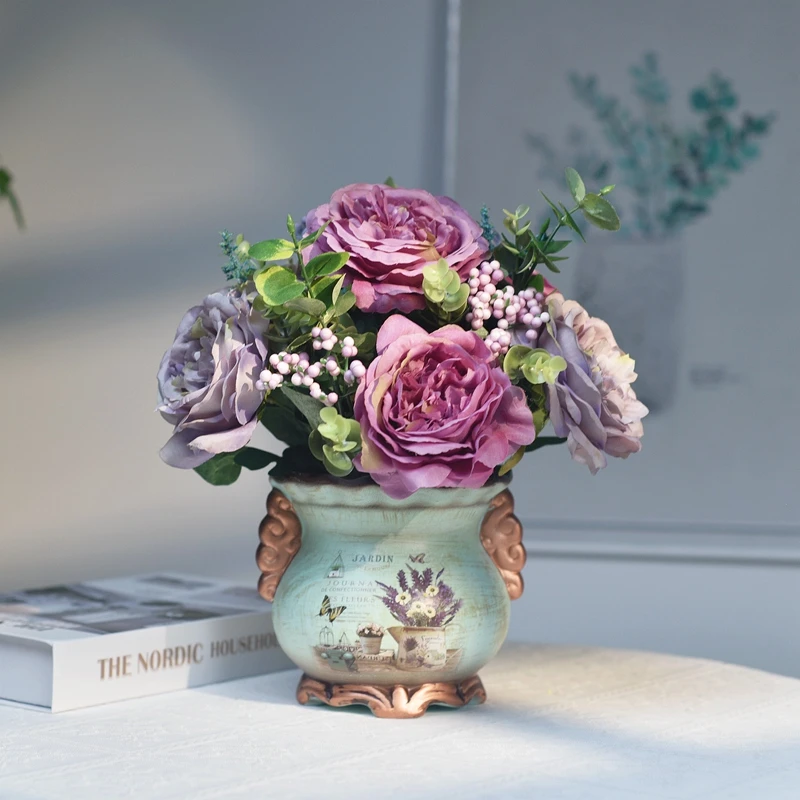 **《清仓》小盆栽假花仿真花客厅摆设餐桌装饰室内插花艺摆件