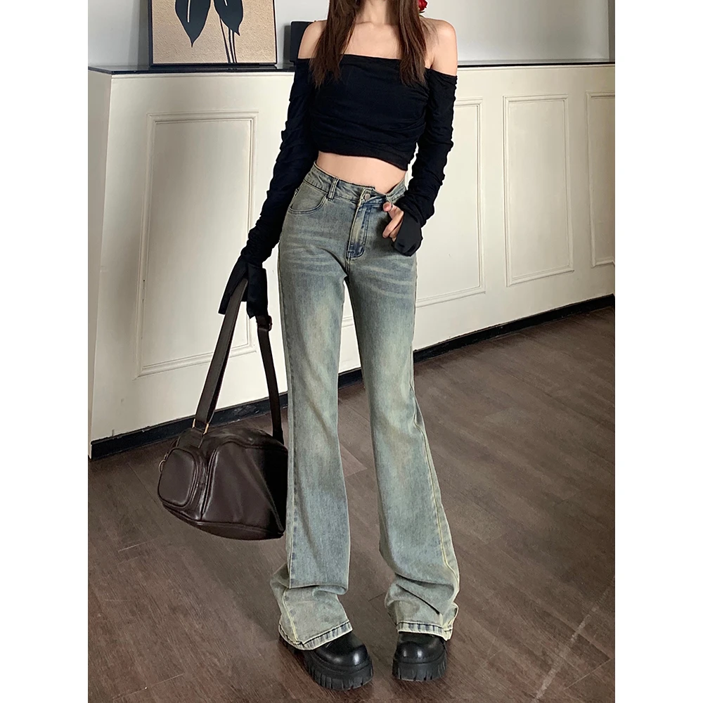 #8123 微喇叭牛仔裤高腰小个子显瘦不贴腿马蹄裤