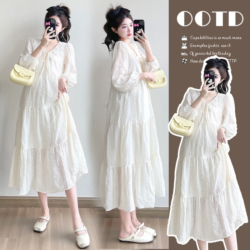 孕妇装2025新款春秋季外穿韩版时尚洋气连衣裙怀孕期宽松显瘦裙子