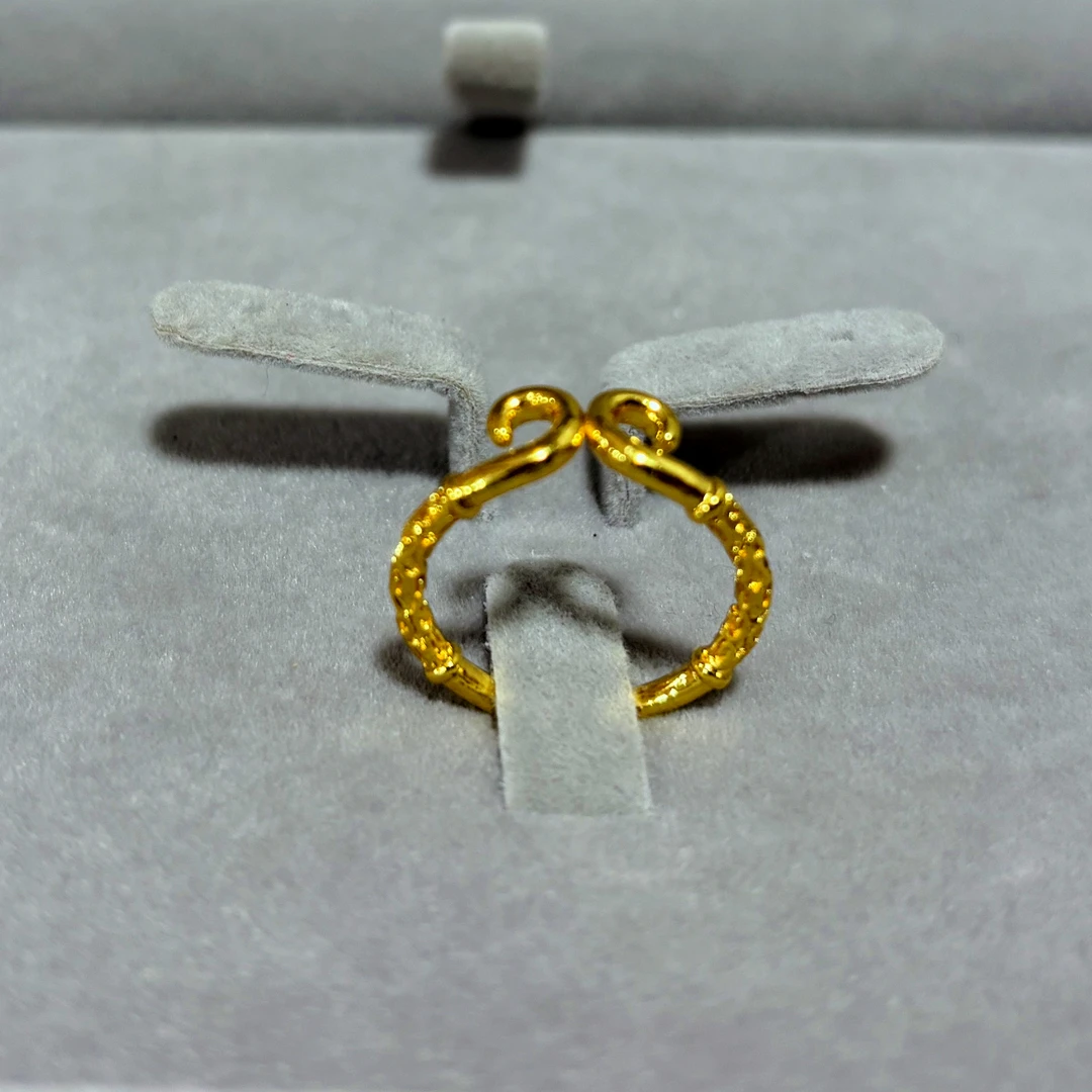 足银戒指 602金色精工金箍戒指