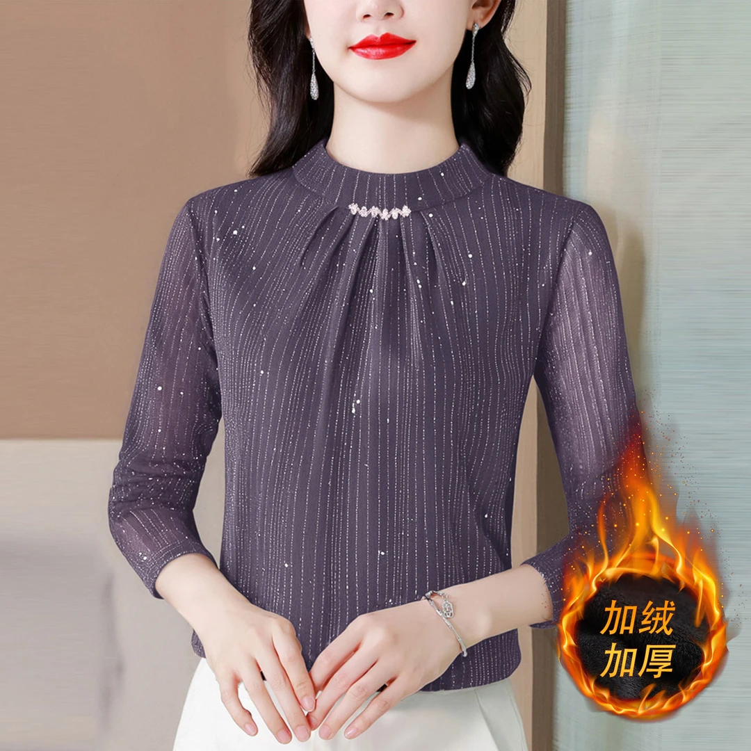 加绒加厚打底衫2025新款今年流行爆款时尚洋气欧货女士秋冬季上衣