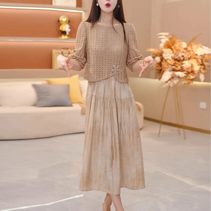 时尚设计感套装连衣裙2025年秋季新款女士优雅气质显瘦遮肉中长裙