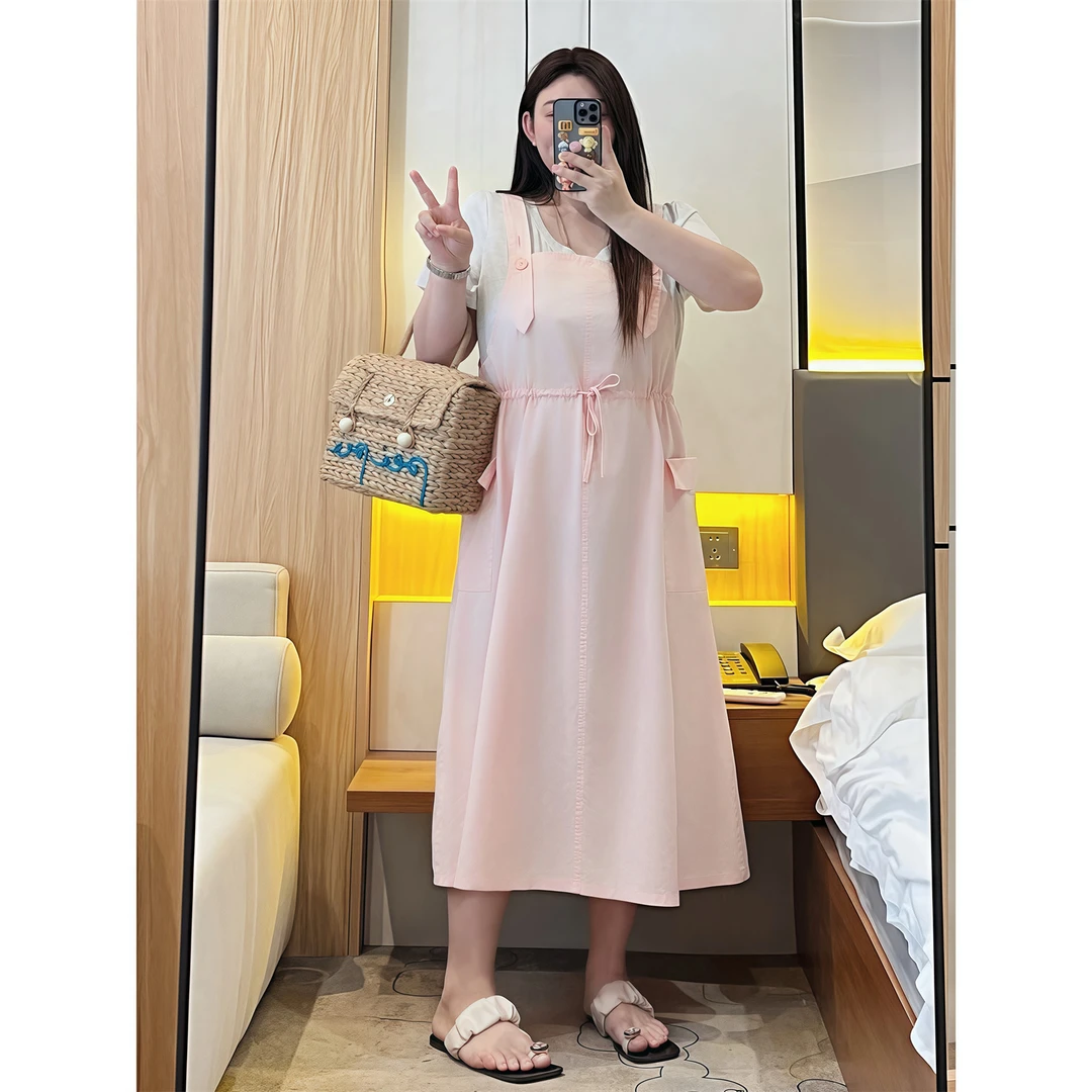 星河梦境 /学院风宽松甜妹收腰背带裙14886花契大码胖mm200斤百搭
