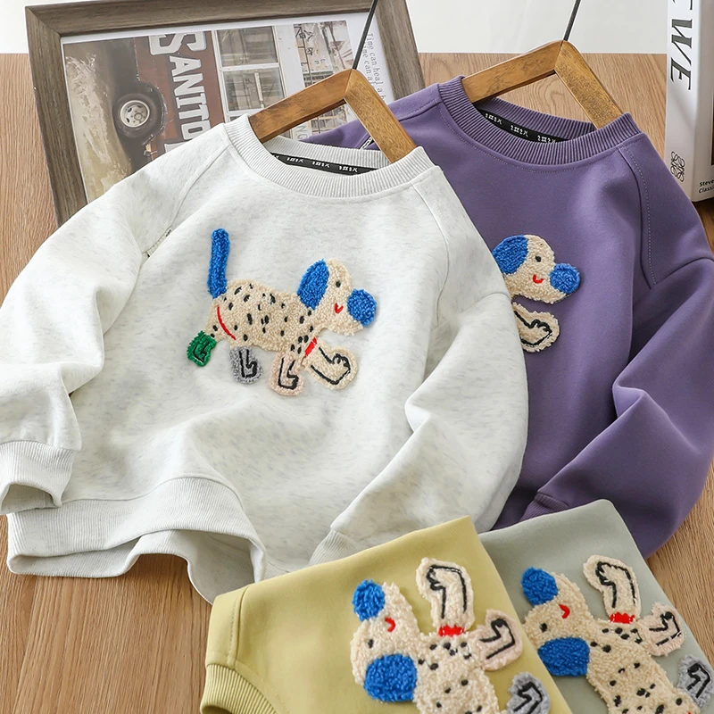 男童秋装休闲卫衣2025新儿童上衣打底衫春秋款中大童刺绣时髦衣服