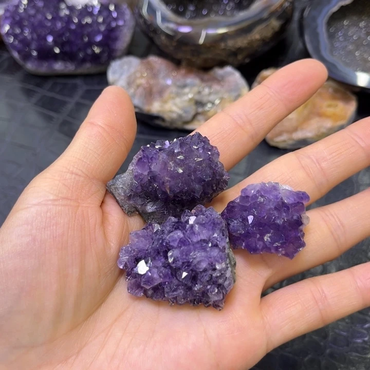 水晶珠宝半成品未镶嵌大漏紫晶花