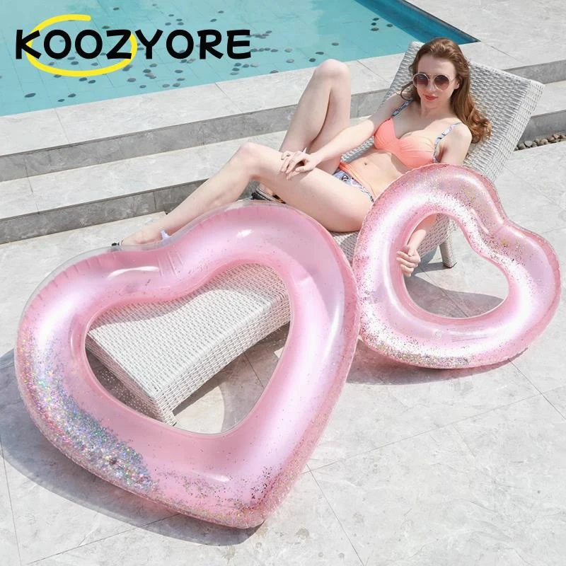 游泳圈成人加厚大号便携防侧翻爱心充气大成人超强浮力200游泳圈