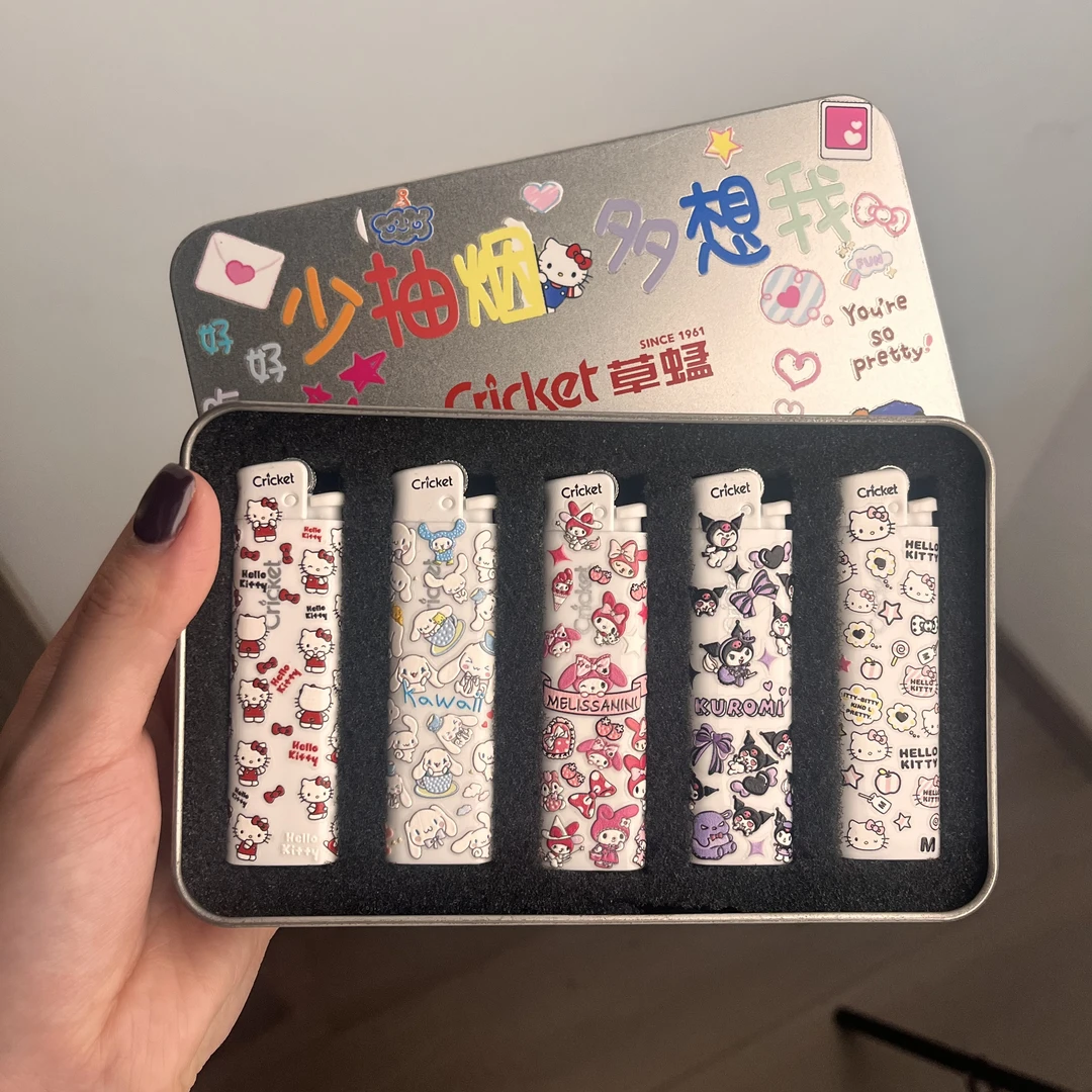 cricket草蜢打火机创意个性HelloKitty猫砂轮明火礼盒送礼物网红