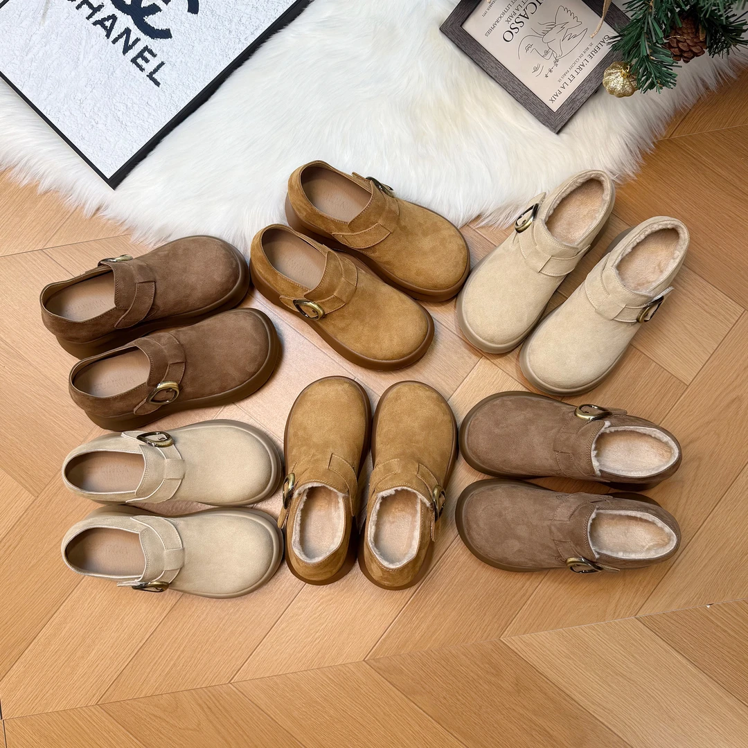 内增高10cm复古真皮厚底勃肯鞋女2025秋冬新款加绒百搭休闲女鞋