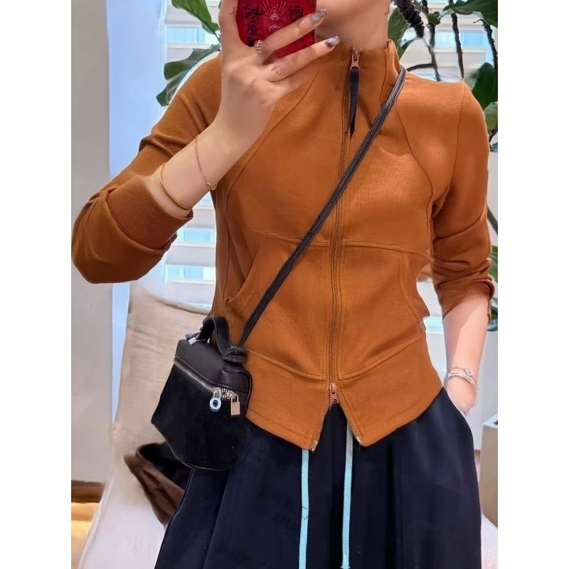 秋季简约修身卫衣外套立领女休闲上衣百搭拉链长袖