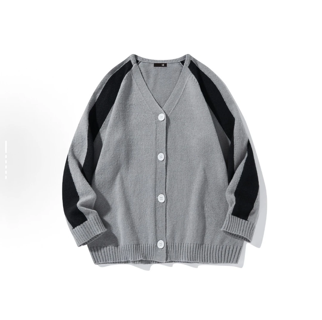 拼色休闲毛衣开衫2543