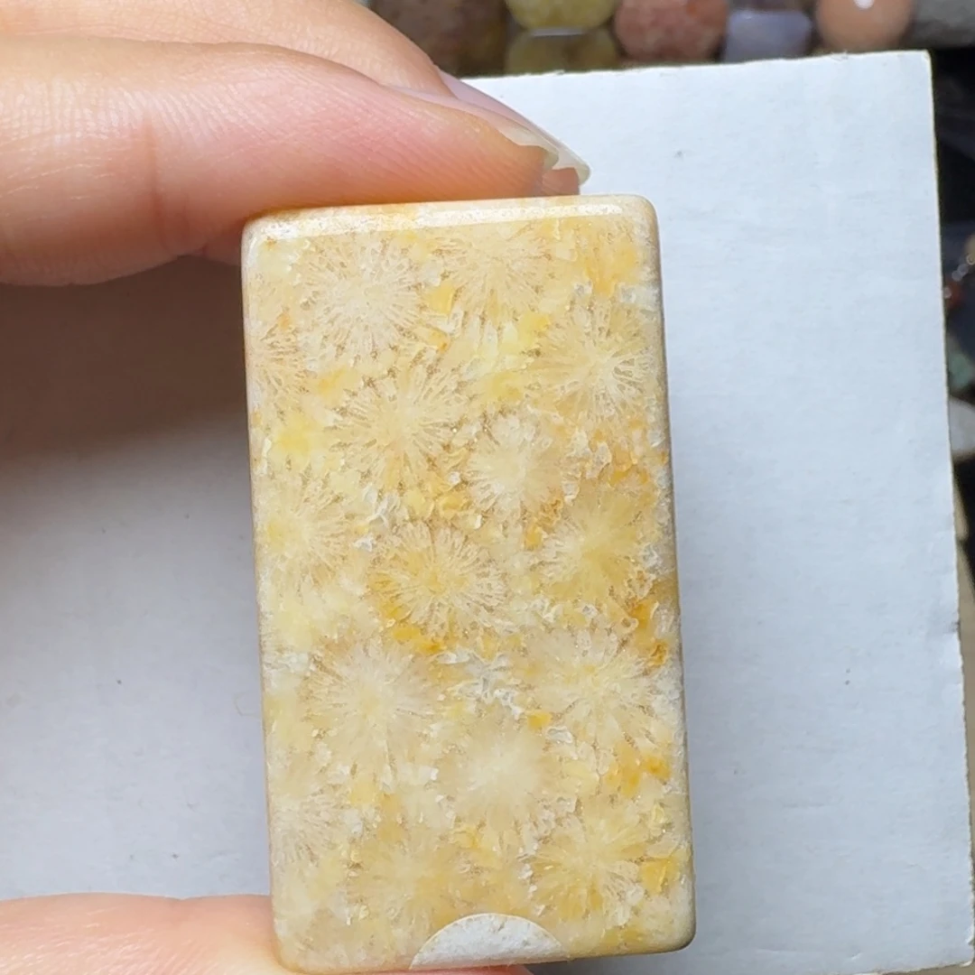 硅化玉未镶嵌闪闪的嫩黄大花