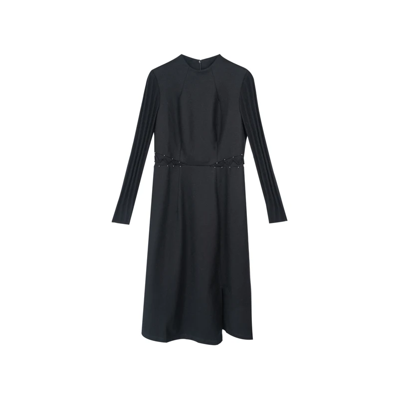 【品牌福利】她翼冬季连衣裙修身显瘦木耳领优雅AT4242354101W