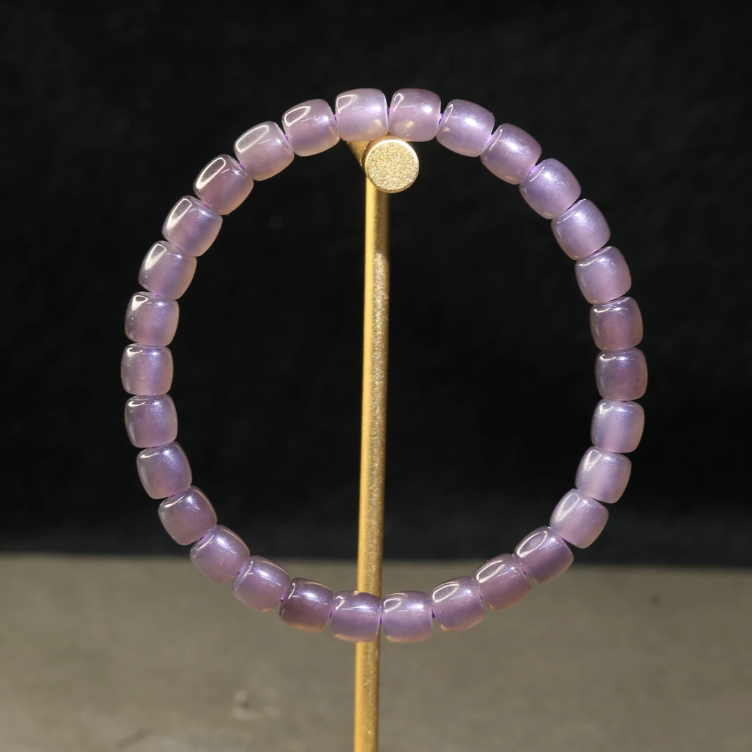 15和田玉浓烟紫老型珠直切手串/100800保利厦门拍卖