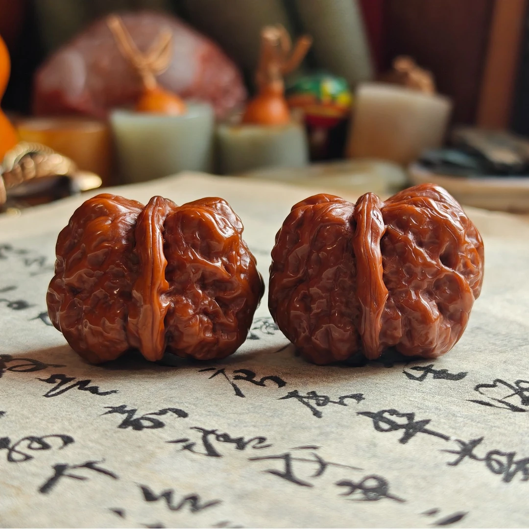 文玩核桃蛤蟆头 边36 肚39+配对不错手盘包浆一物一图 6号