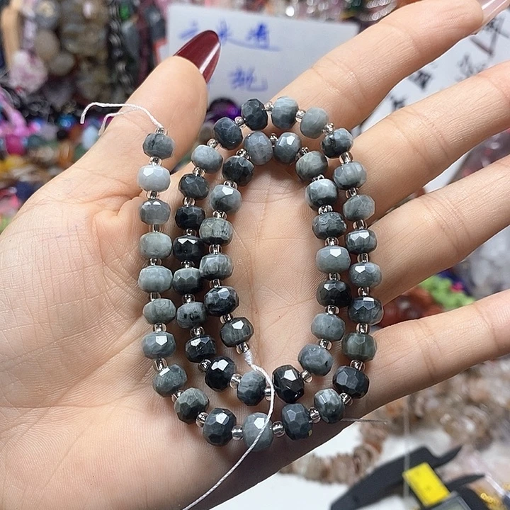 玛瑙/玉髓未镶嵌珠宝半成品天然鹰眼切面车轮卡7.5mm