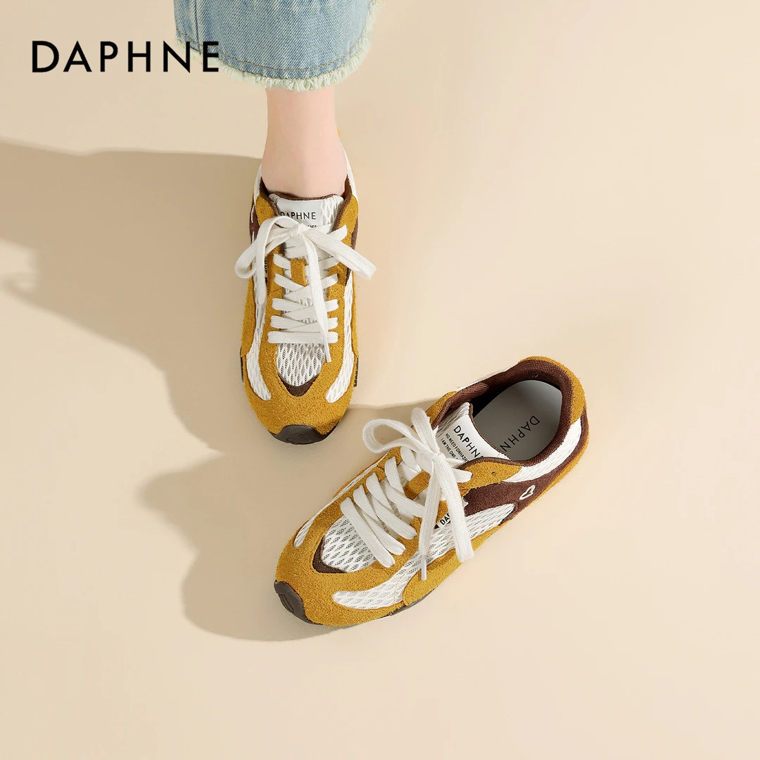 达芙妮2025年夏季时尚百搭阿甘鞋小众百搭拼色韩系运动休闲德训鞋