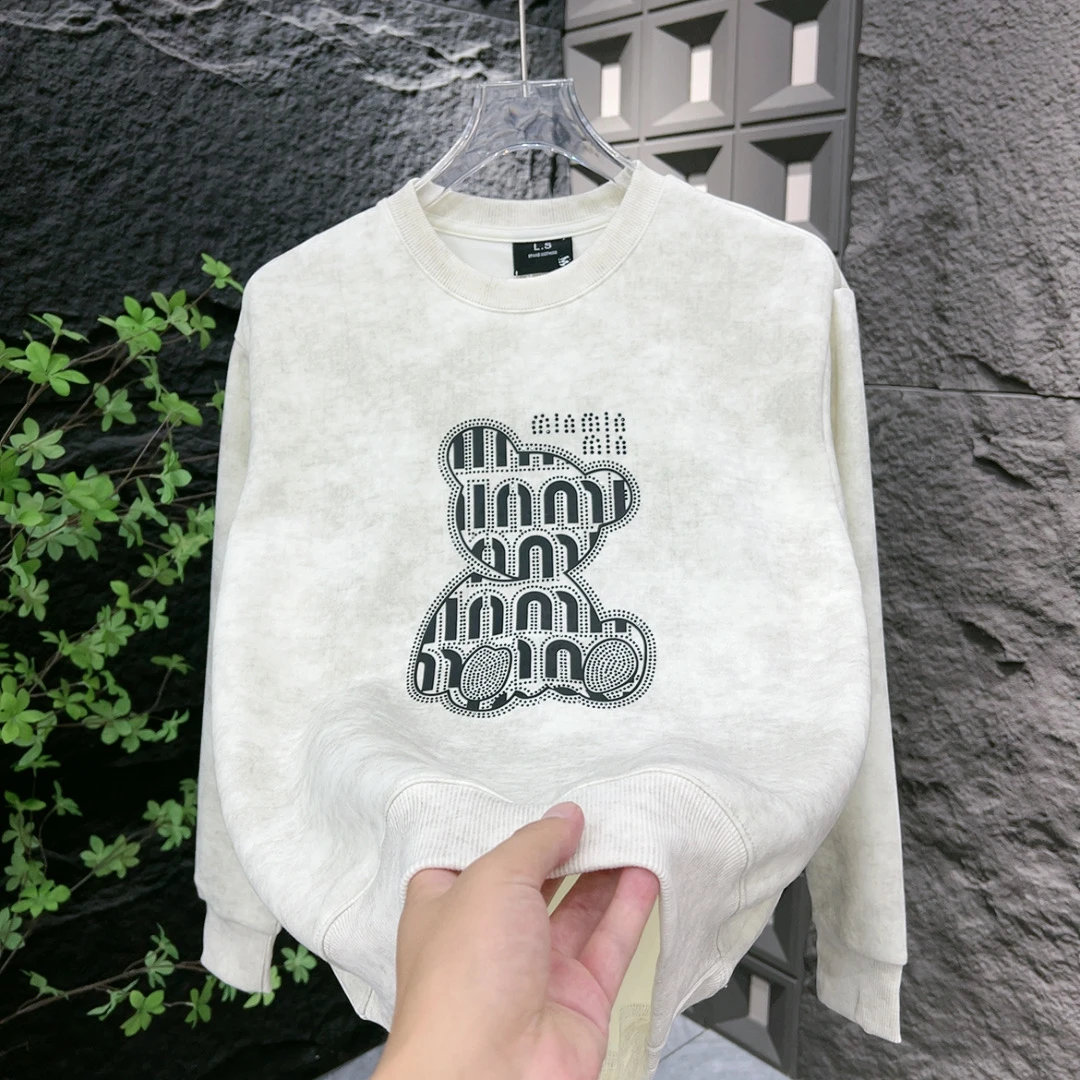 2025秋季新款休闲潮流高温烫钻印花卫衣情侣简单百搭扎染卫衣7927