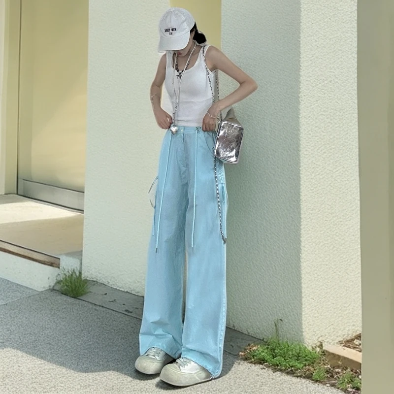 【100棉薄款透气吸汗】高腰夏季休闲裤宽松裤阔腿裤显瘦复古小个子
