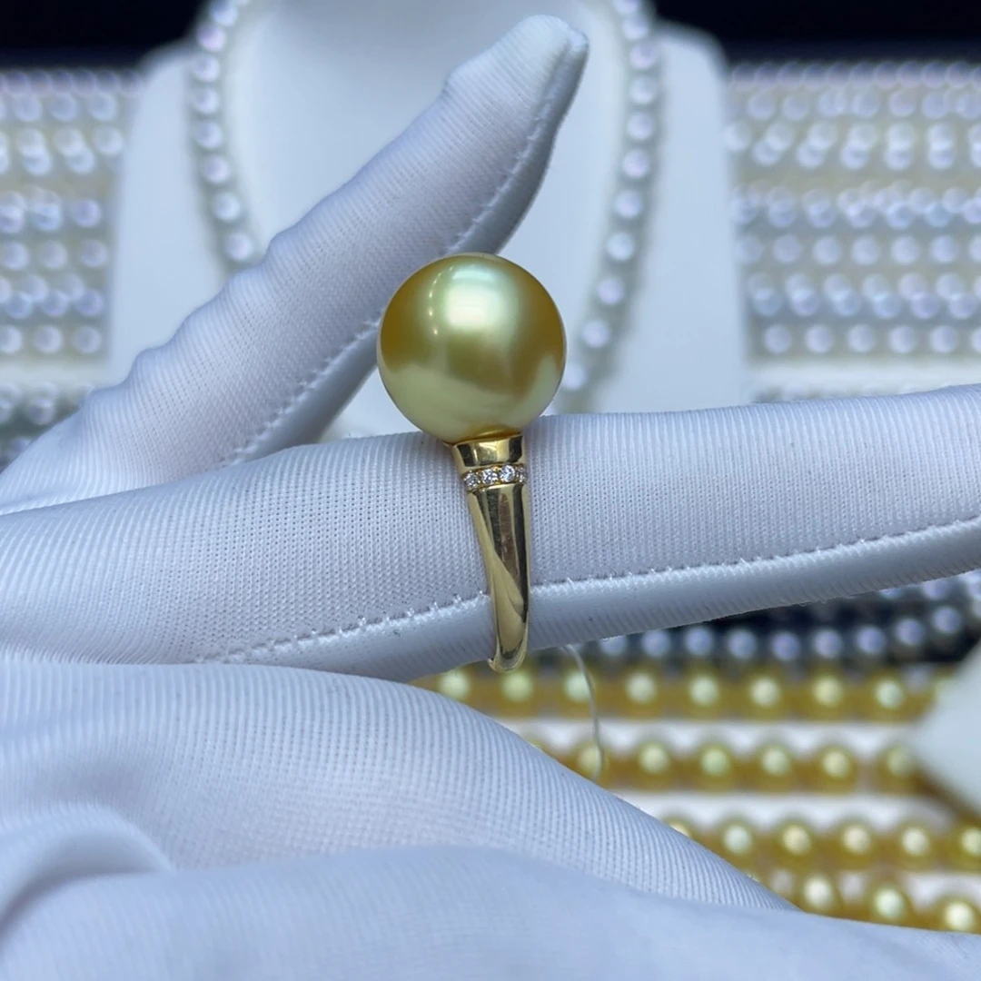 【闪购商品】海水珍珠戒圈18K金镶嵌孙***播