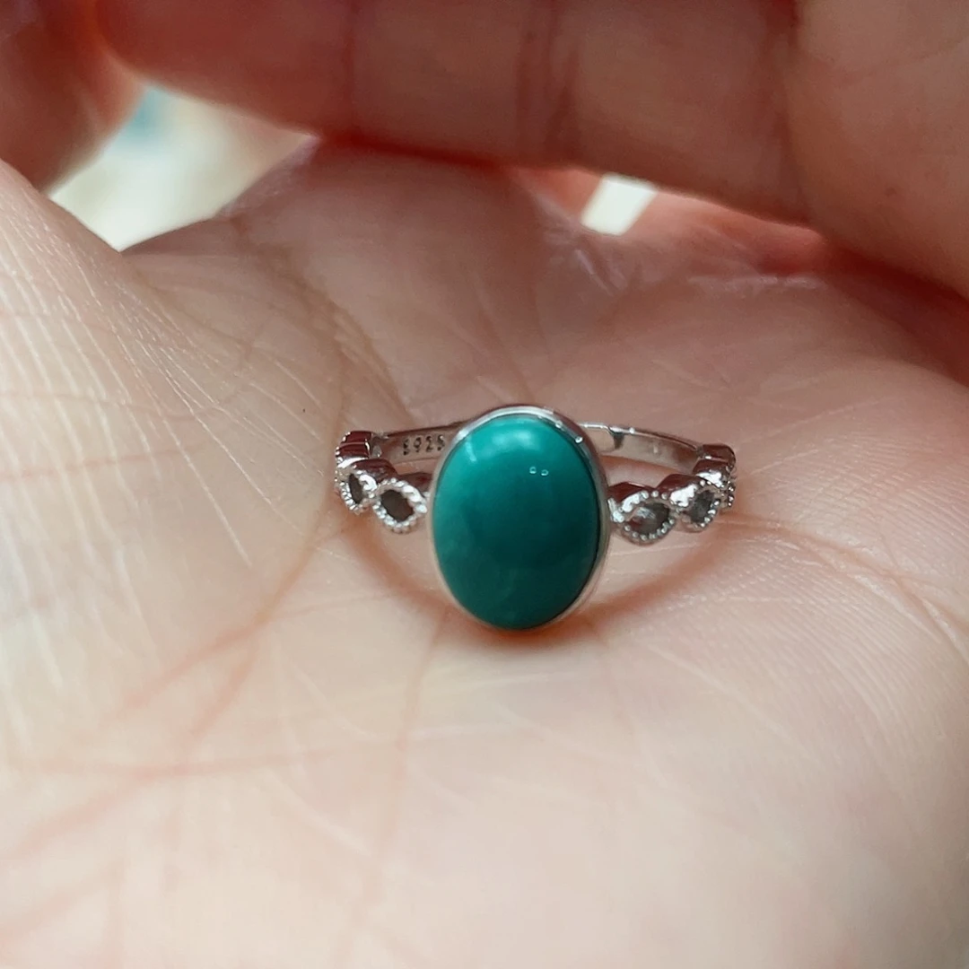 绿松石戒指银S925镶嵌