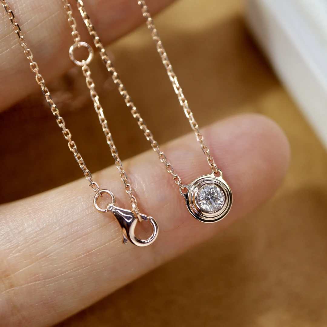 18k金飞碟项链钻石项链 轻奢百搭时尚经典