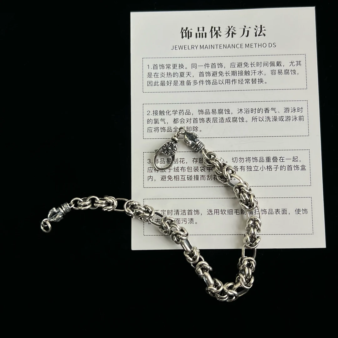925银手链 编织金刚杵镂空手链复古时尚百搭经典款七夕简约款