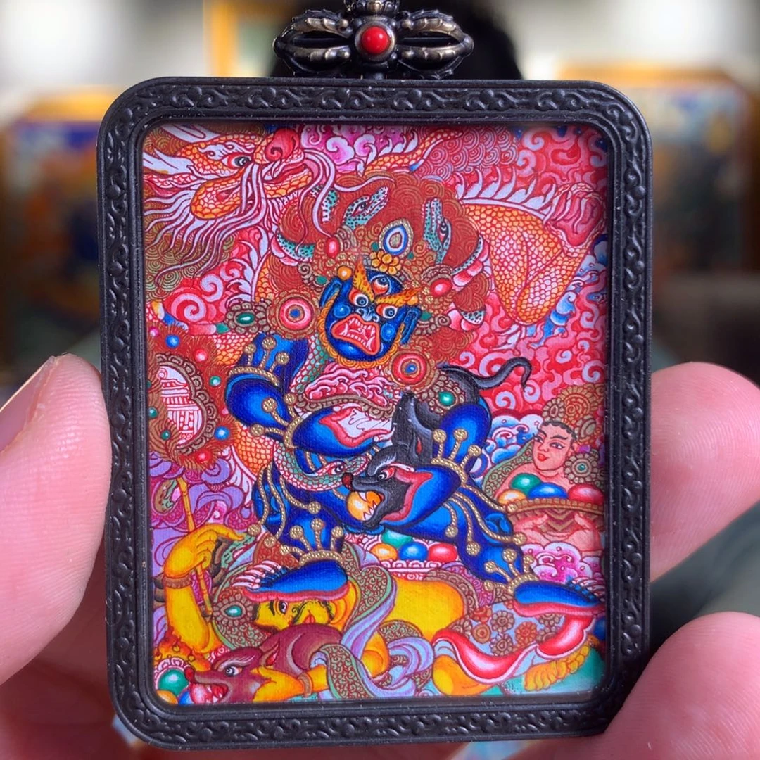 J***Y吊坠热贡纯手绘唐卡黑财神