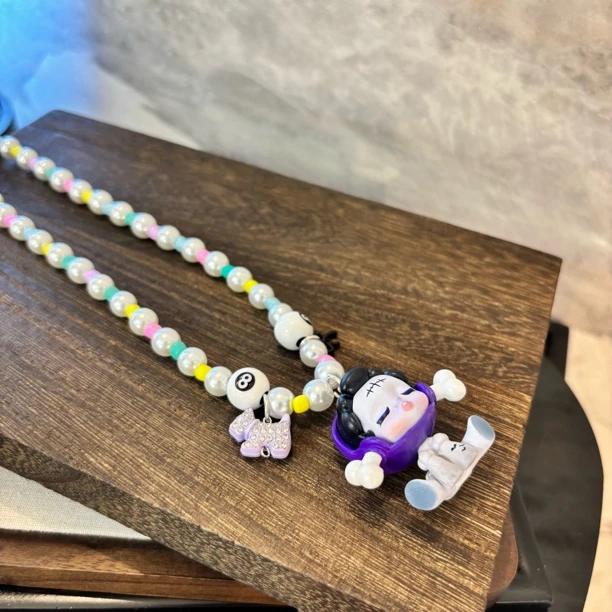 铜合金仿珍珠项链 紫色娃娃白zz项链XL2893