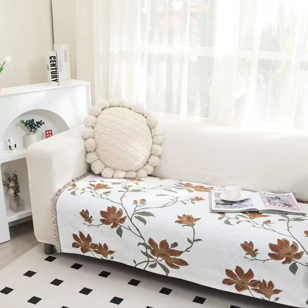 【秋叶】90*245沙发巾盖毯亲肤柔软沙发垫流苏多功能防滑简约