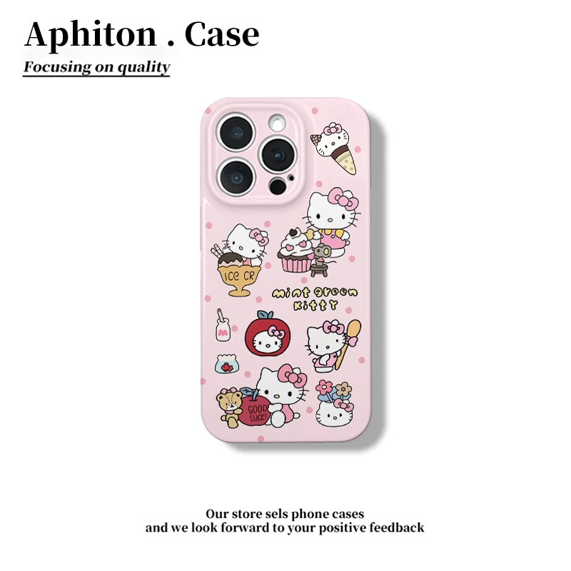 ins风粉色甜品KT猫适用iPhone16/15手机壳13菲林华为vivo小米oppo
