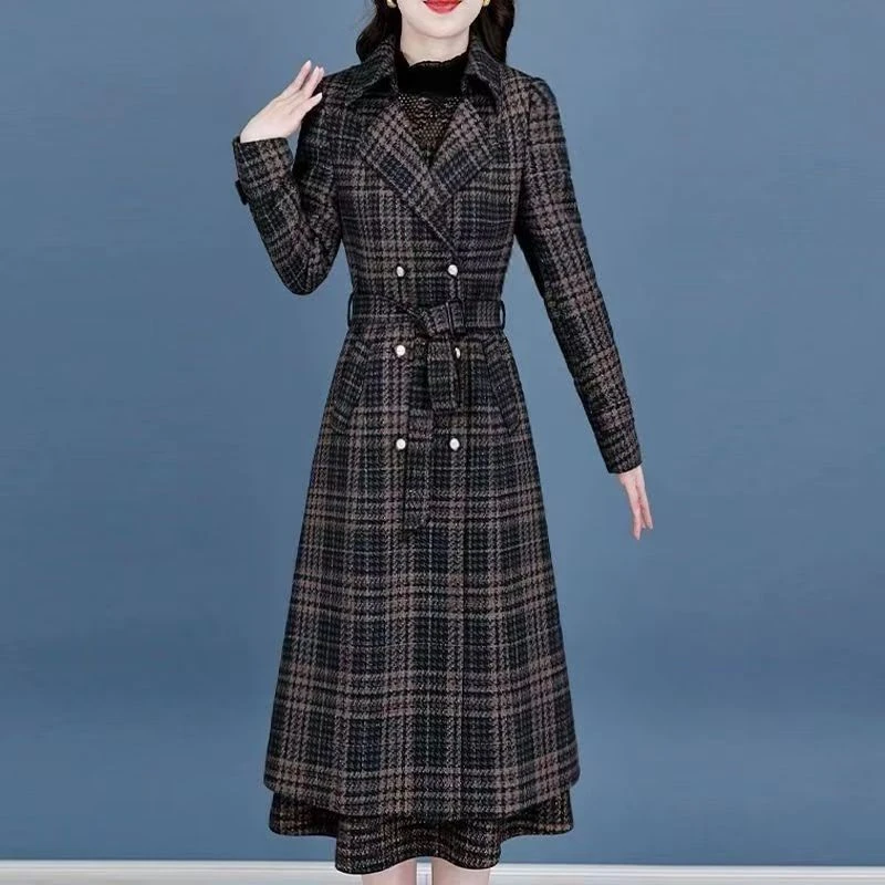 大货国风连衣裙套装女2025春秋高端时尚小个子妈妈打底裙两件套