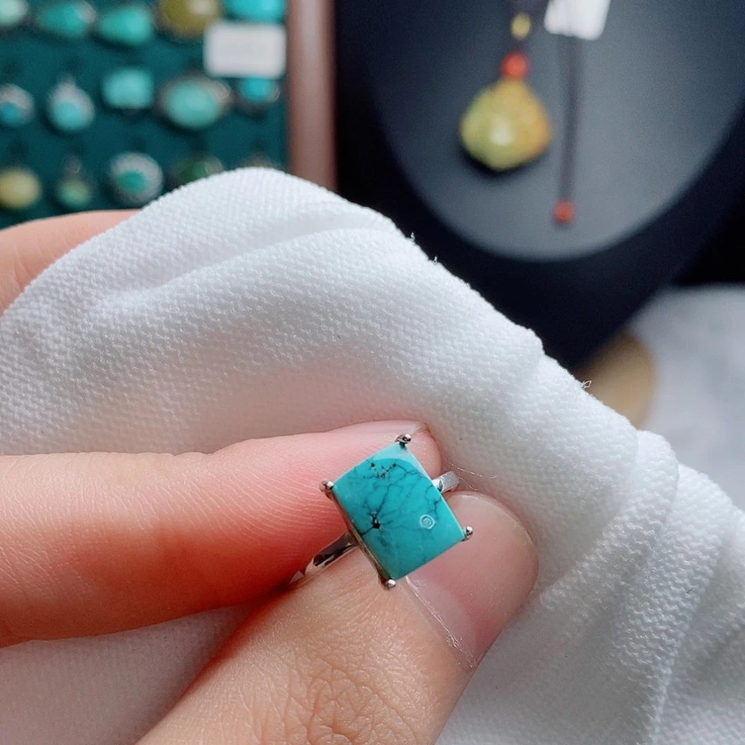 银S925镶嵌绿松石戒指