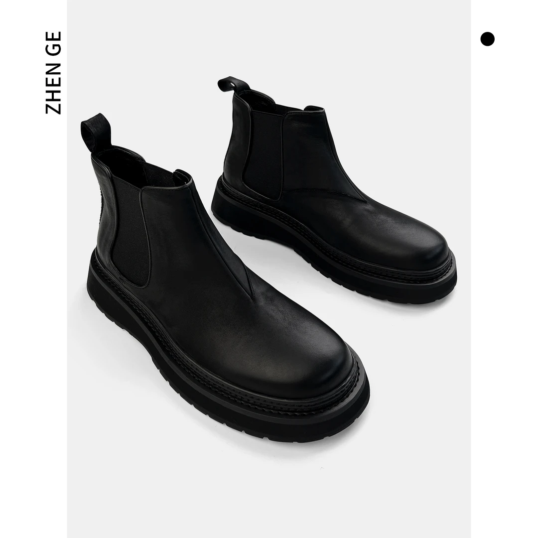 ZG定制（新款 切尔西）秋冬男士百搭英伦风切尔西皮靴