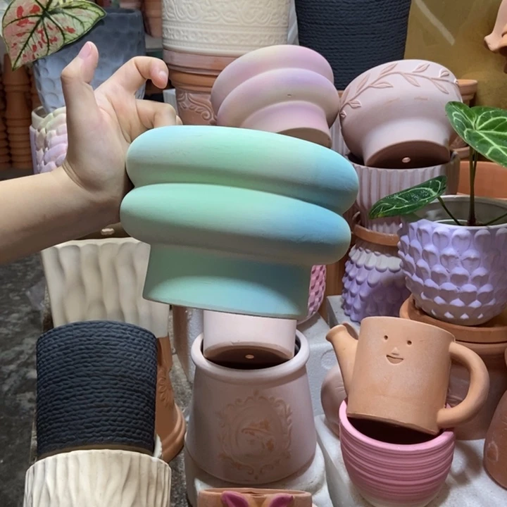 17×12炫彩绿甜甜圈 粗陶1个